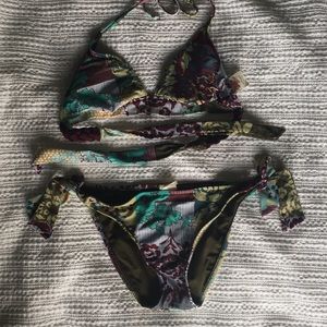 Patchwork Lucky Brand bikini with braided detail